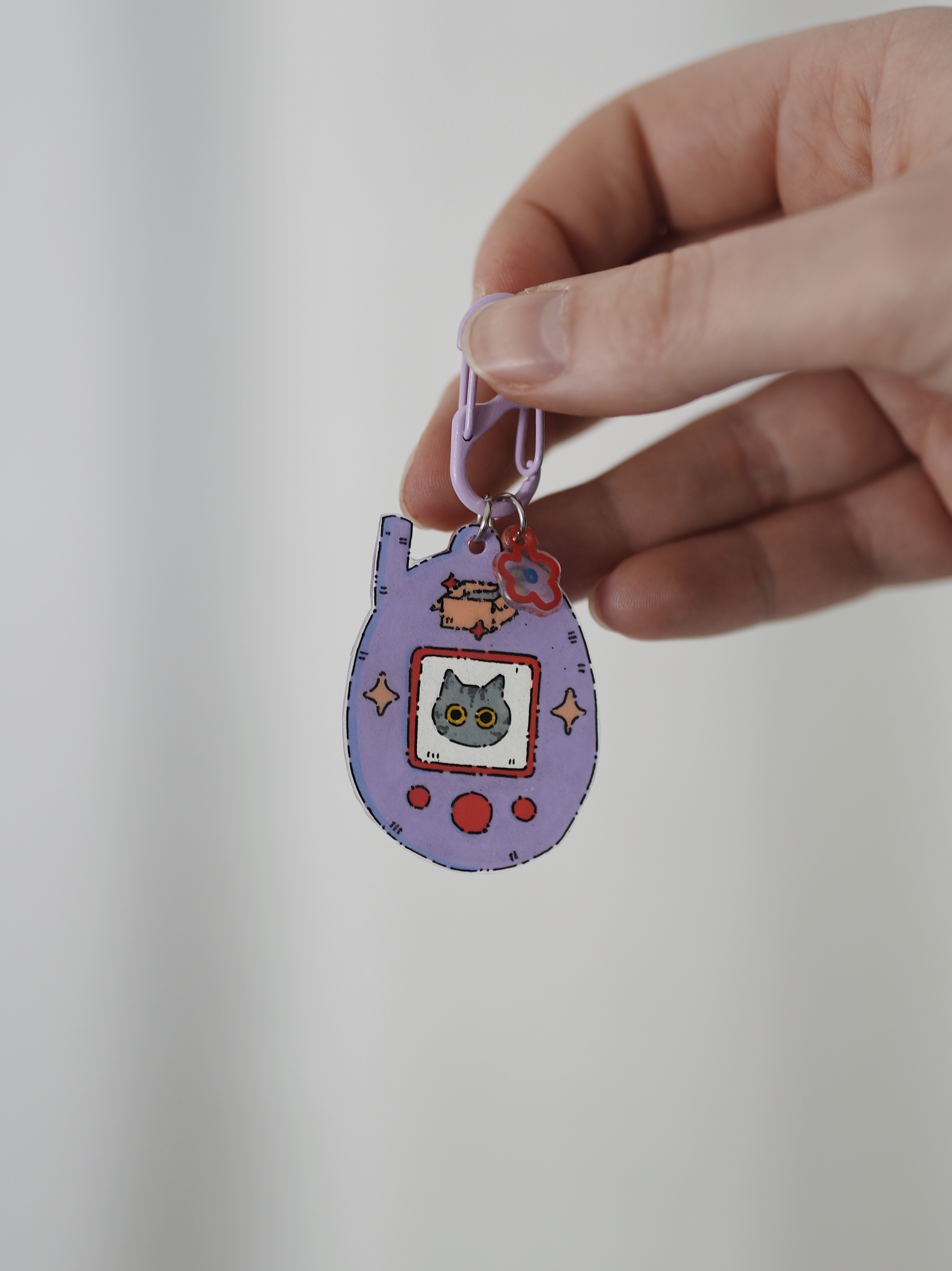 Raktų pakabukas su Tamagotchi pilku kačiuku