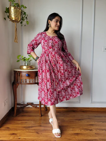 Trendy Bagru Hand Printed Gown