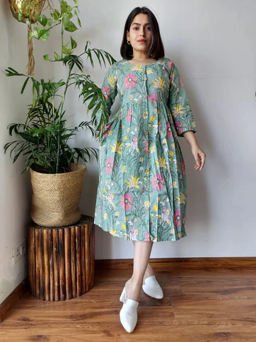 Trendy Bagru Hand Printed Gown