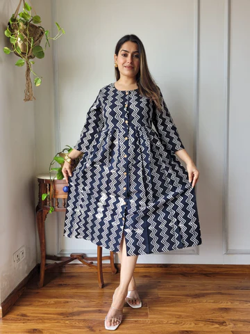 Trendy Bagru Hand Printed Gown
