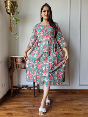 Trendy Bagru Hand Printed Gown