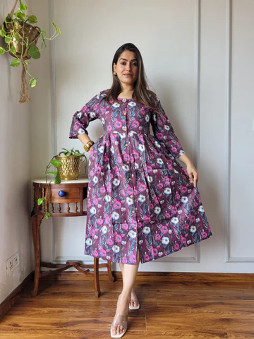 Trendy Bagru Hand Printed Gown