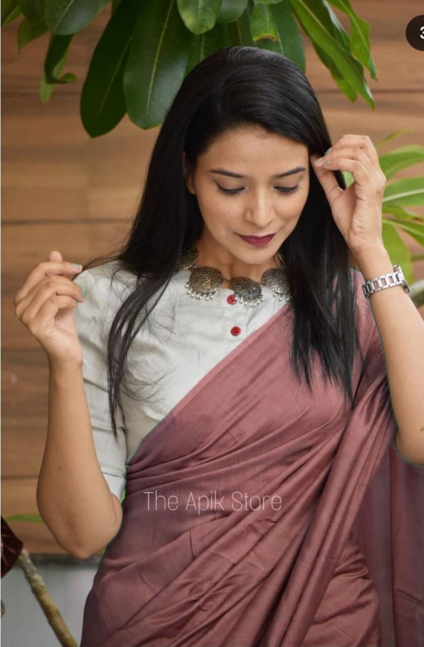 Premium Solid Mulmul Cotton Saree