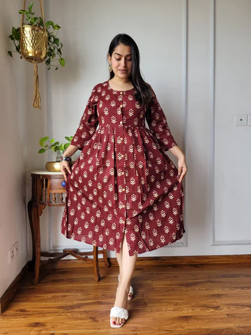 Trendy Bagru Hand Printed Gown