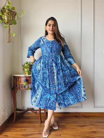 Trendy Bagru Hand Printed Gown