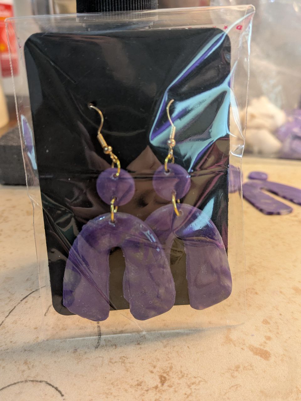 Handmade Purple Clay Earrings