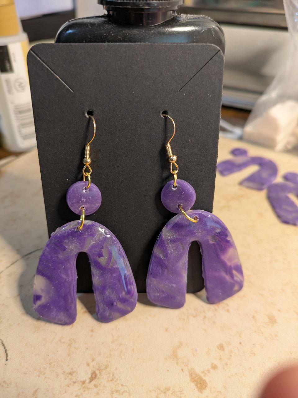 Handmade Purple Clay Earrings