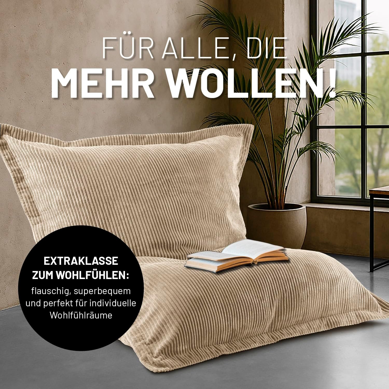 Lumaland Sitzsack Classic XXL Cord All-in-One Set