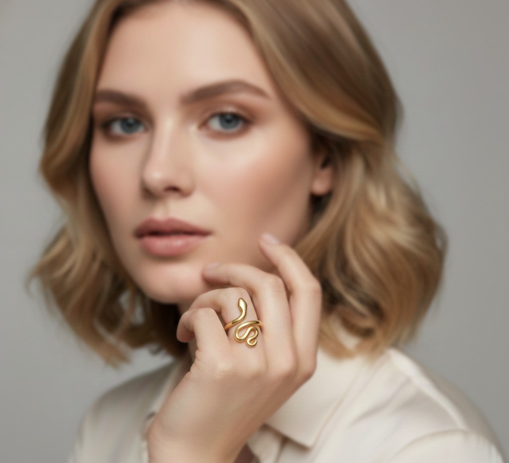 Gold-Plated Snake Ring
