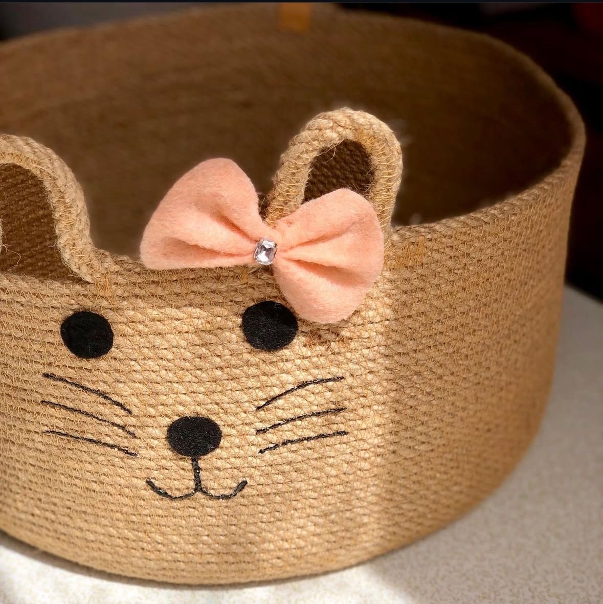 Panier de rangement en forme de chat