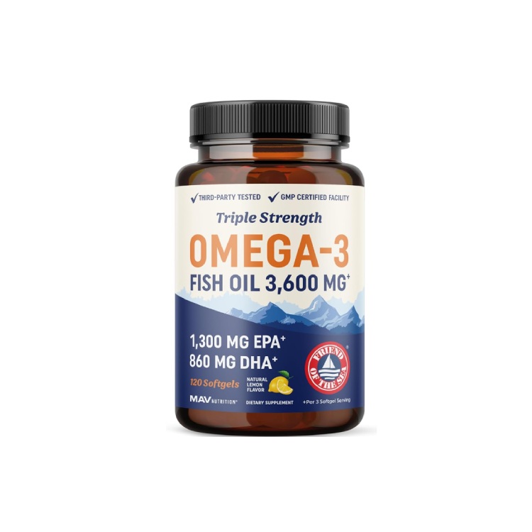 Triple Strength DHA Omega 3 Fish Oil 3600 mg | Over 2100mg Omega-3 Fatty Acids with 860mg of DHA | 1300mg EPA