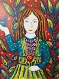 Colorful Folk Art Portrait Painting