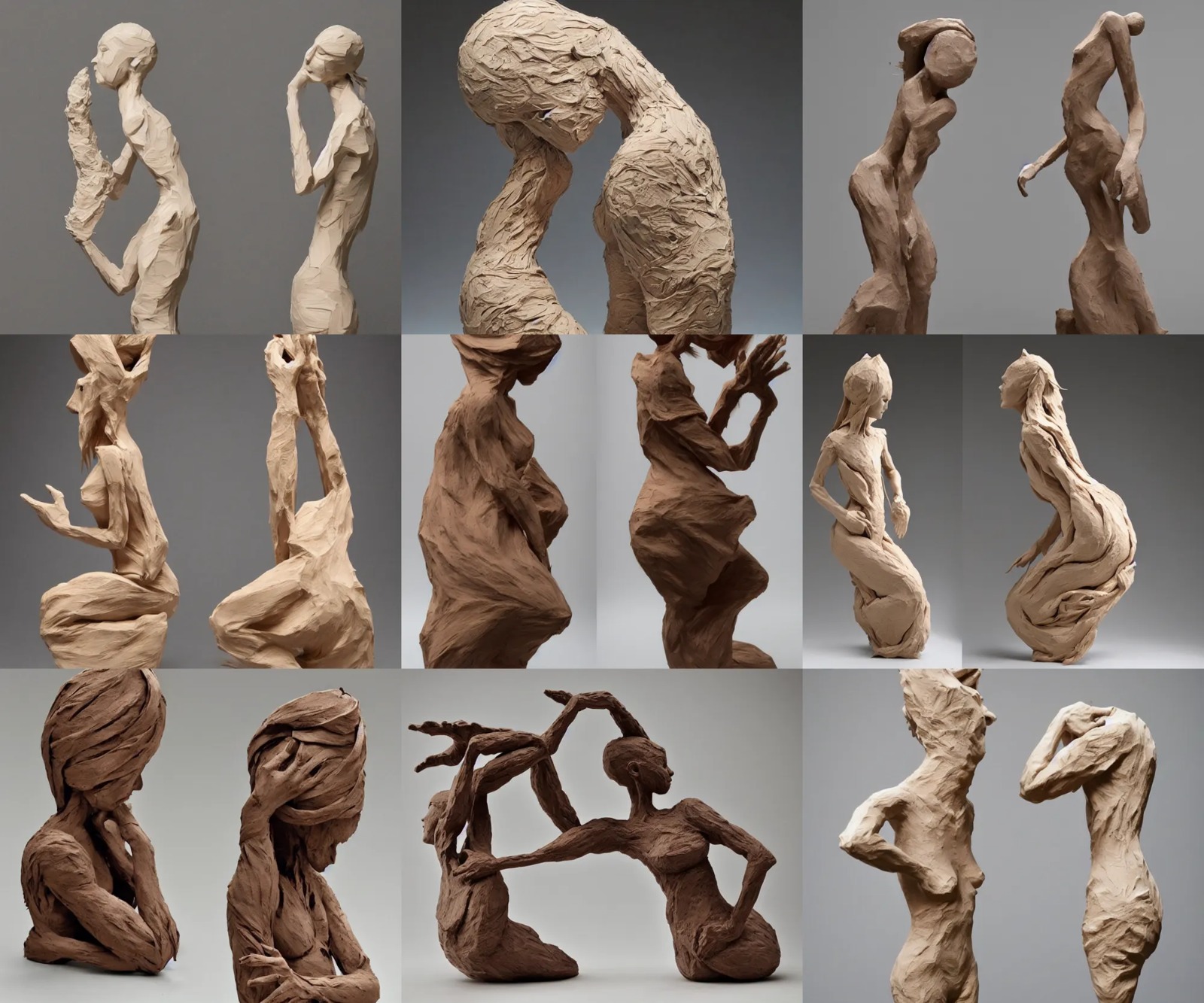 Abstract Wooden Figurine Collection