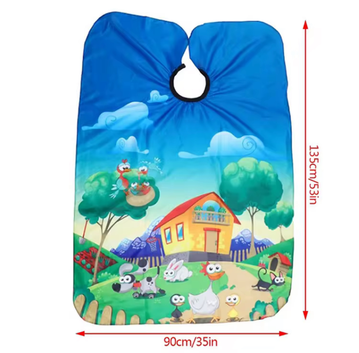 Capa de corte infantil con diseño de granja