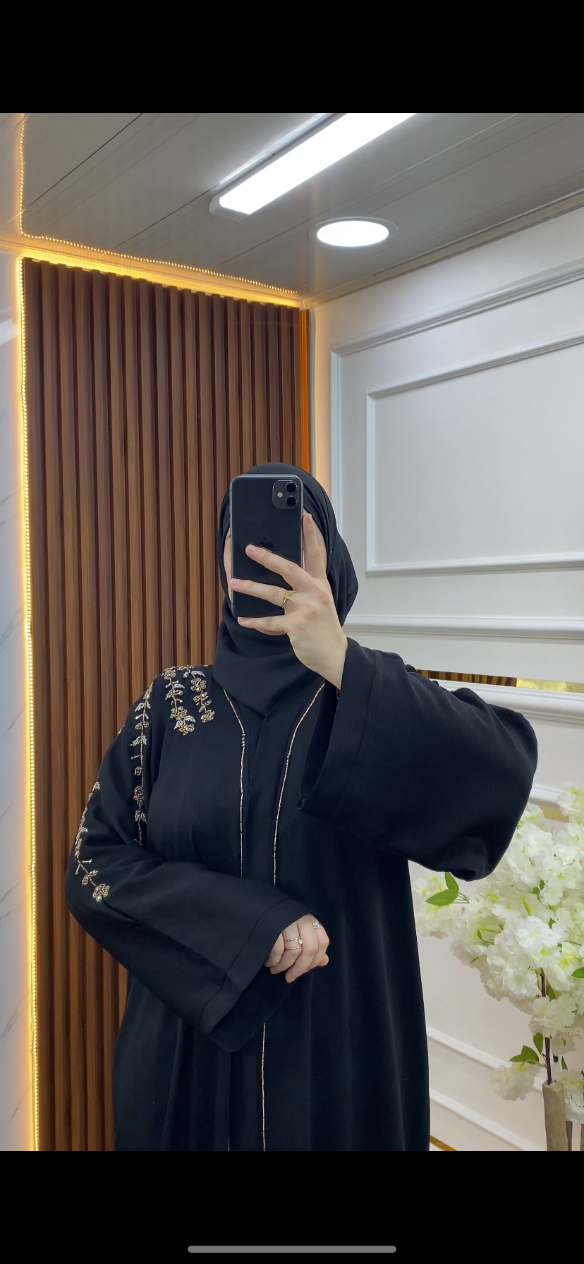 Abaya Noir Avec Des Perles Mixte