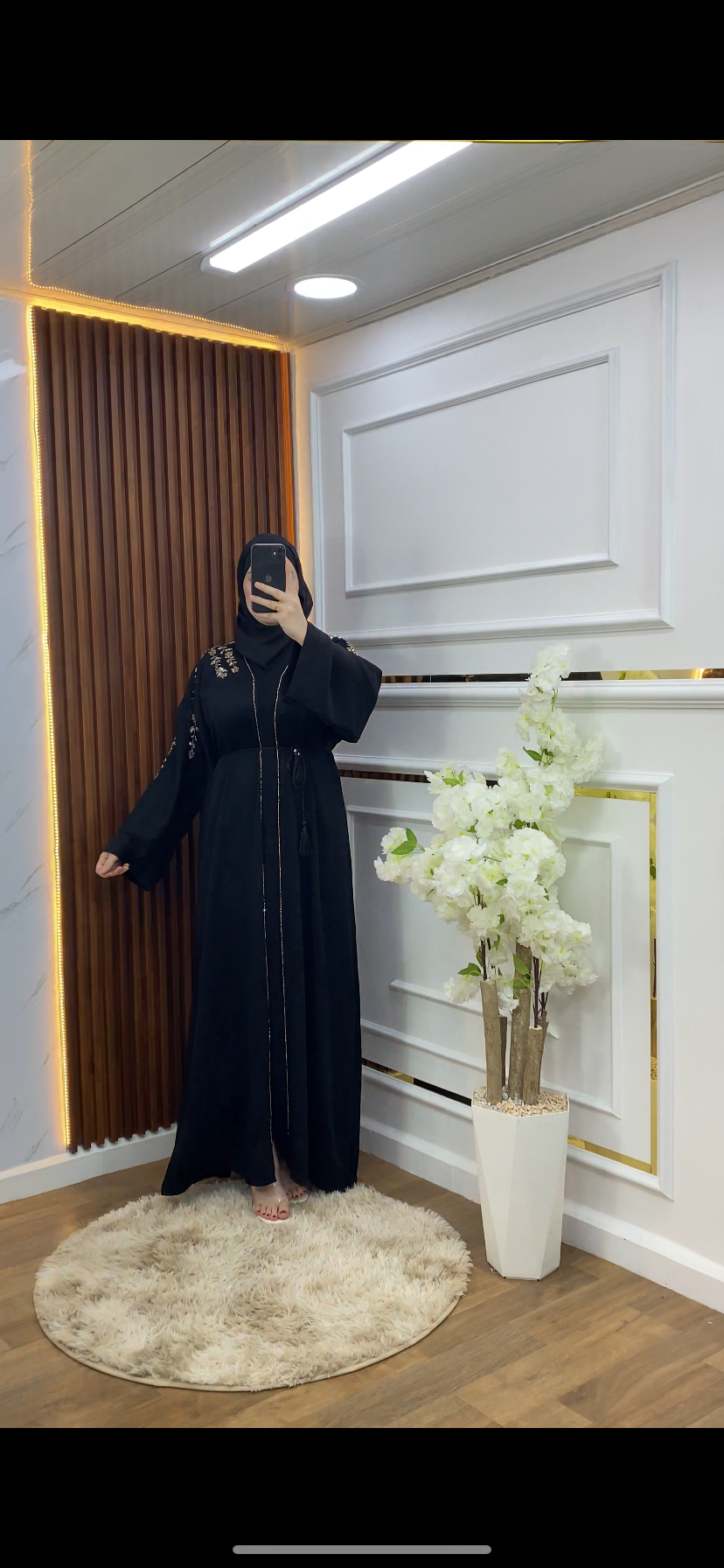 Abaya Noir Avec Des Perles Mixte