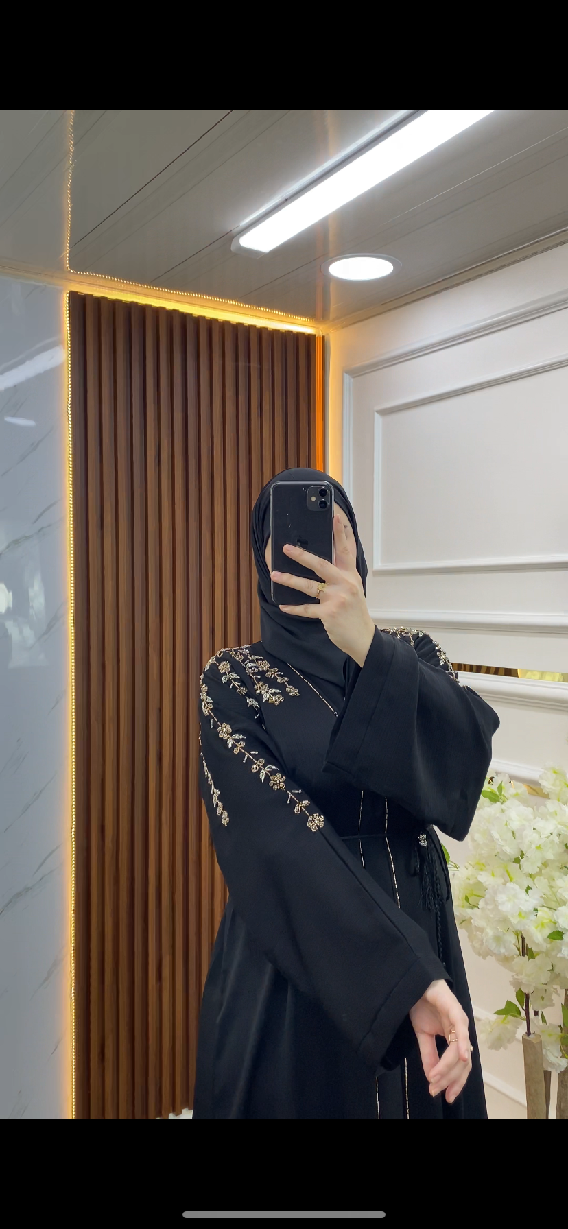 Abaya Noir Avec Des Perles Mixte