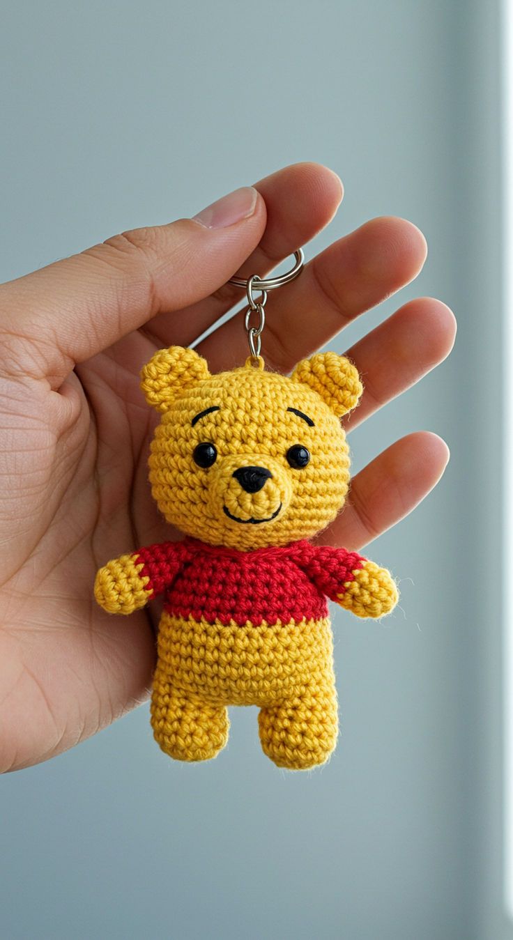 Chaveiro Amigurumi Ursinho Pooh (Winnie the Pooh)