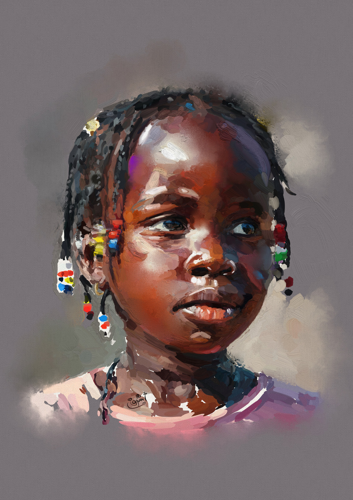 Colorful Beaded Hair Portrait