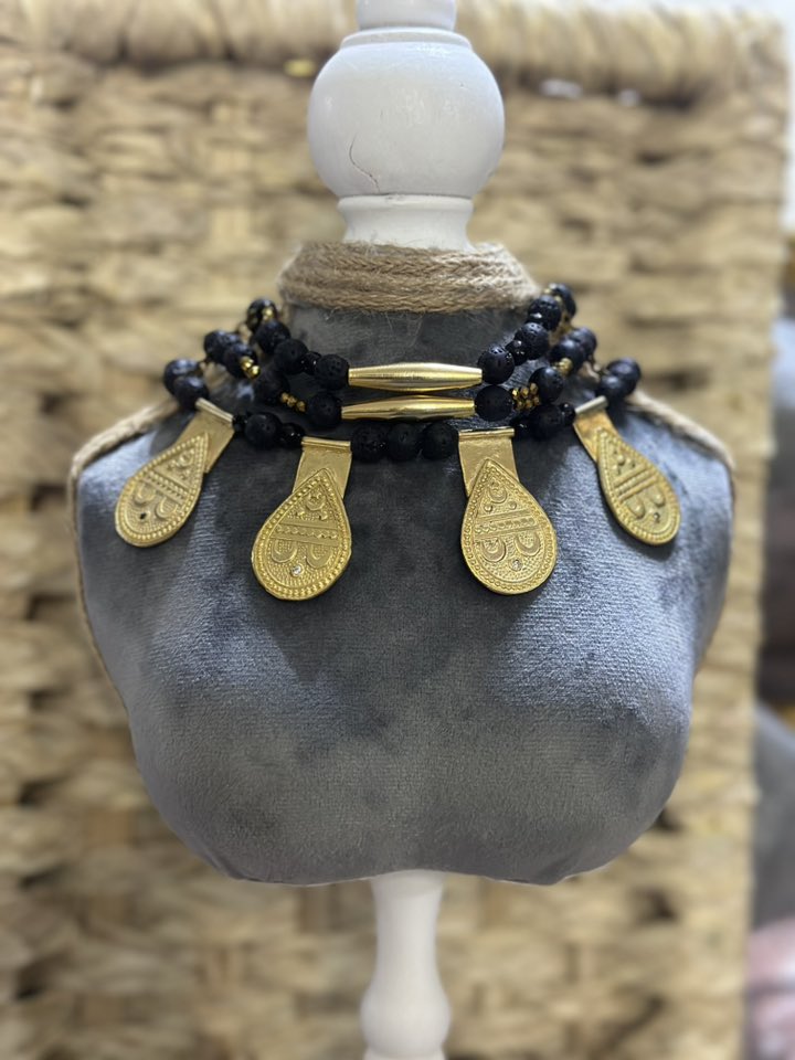 Handcrafted Black Beaded Necklace