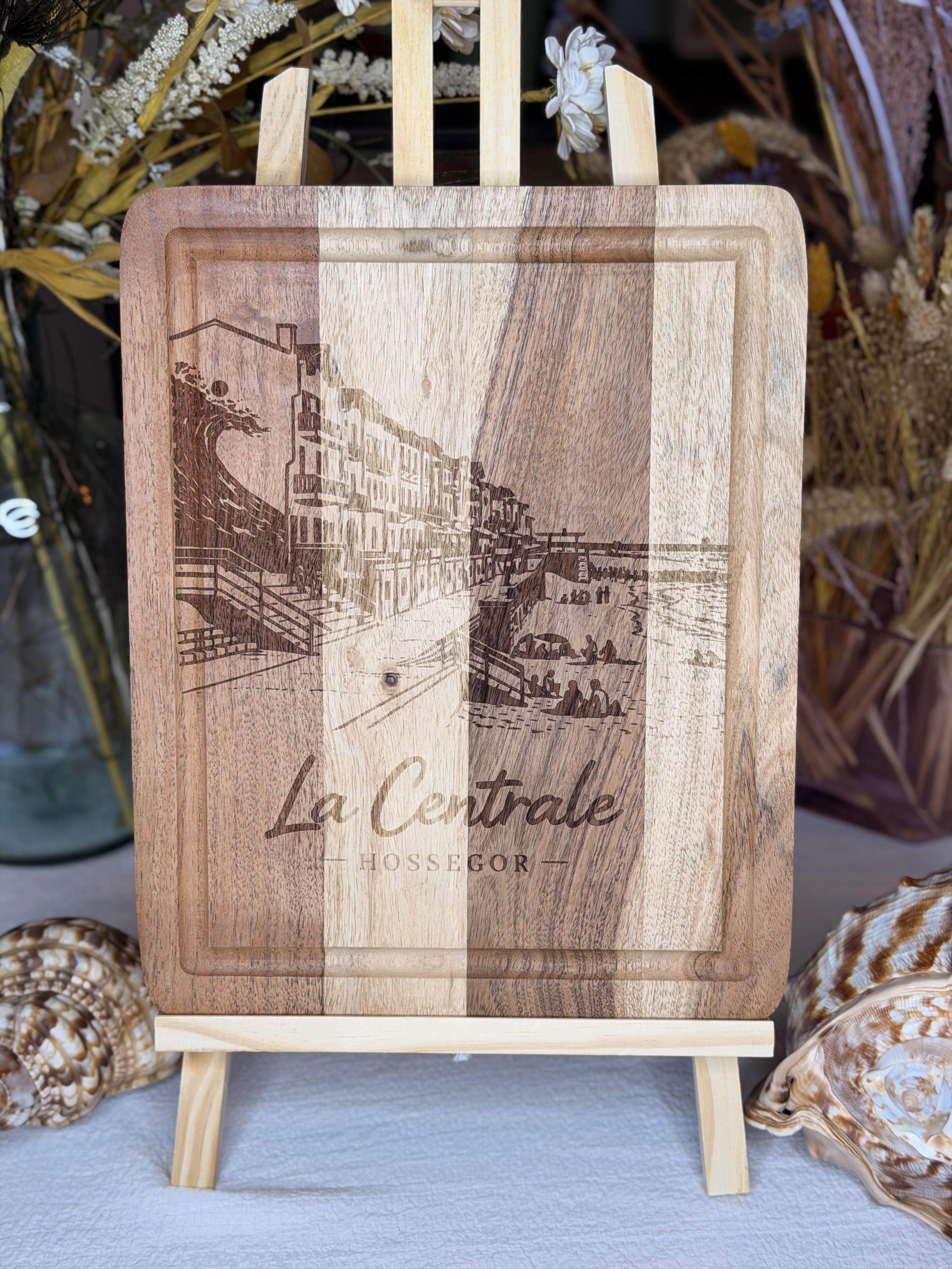 Planche à découper décorative - Plage de La Centrale Hossegor - 32x25 cm