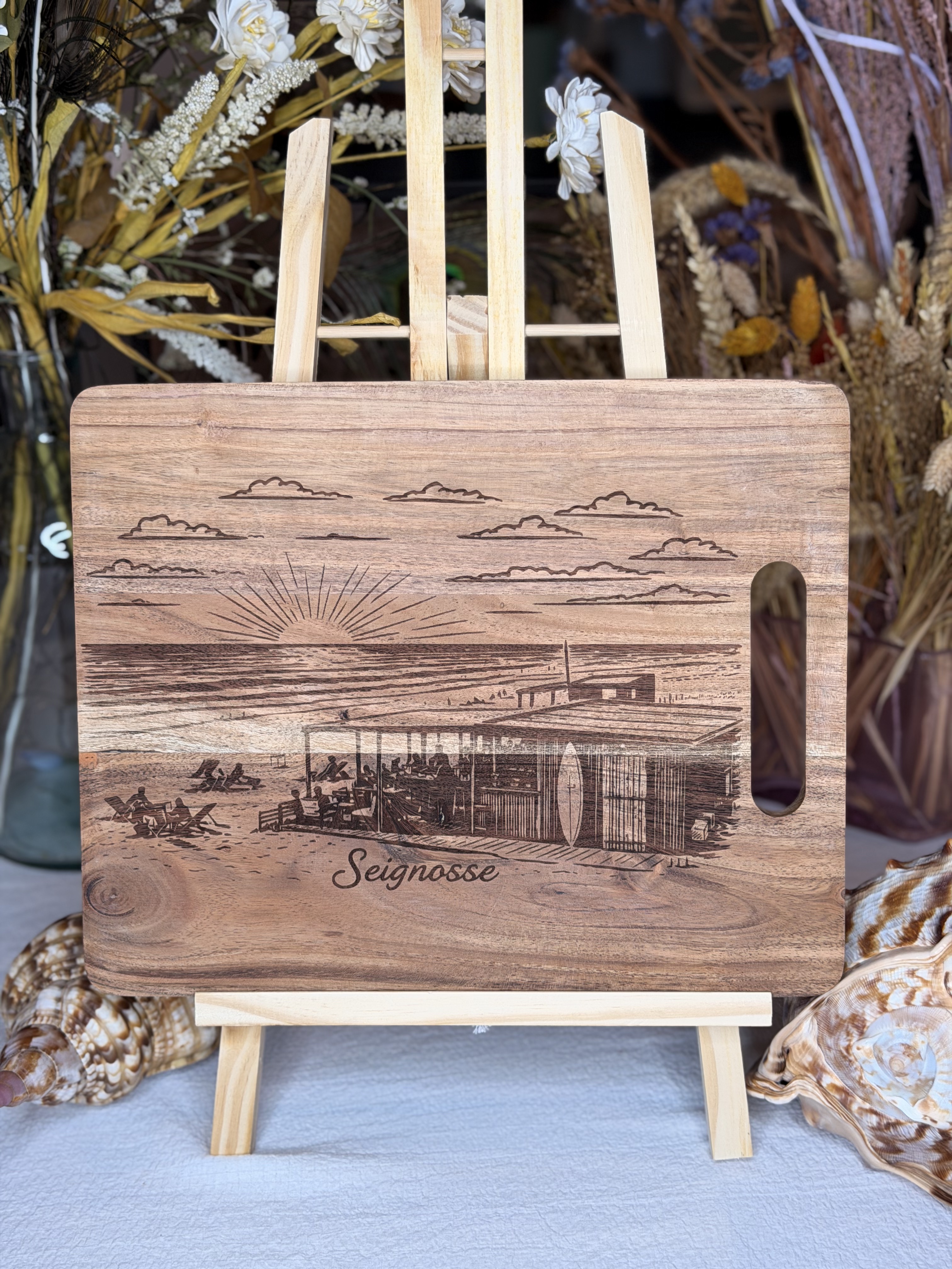 Planche à découper décorative - Plage de l'Agréou Seignosse - 32x25 cm