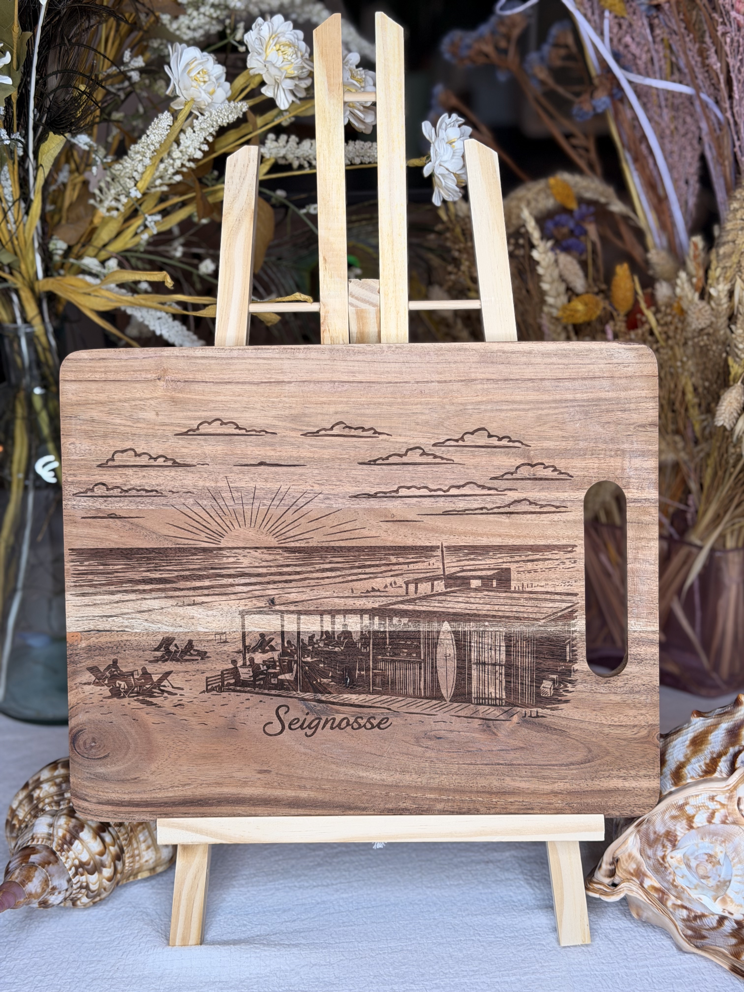 Planche à découper décorative - Plage de l'Agréou Seignosse - 32x25 cm