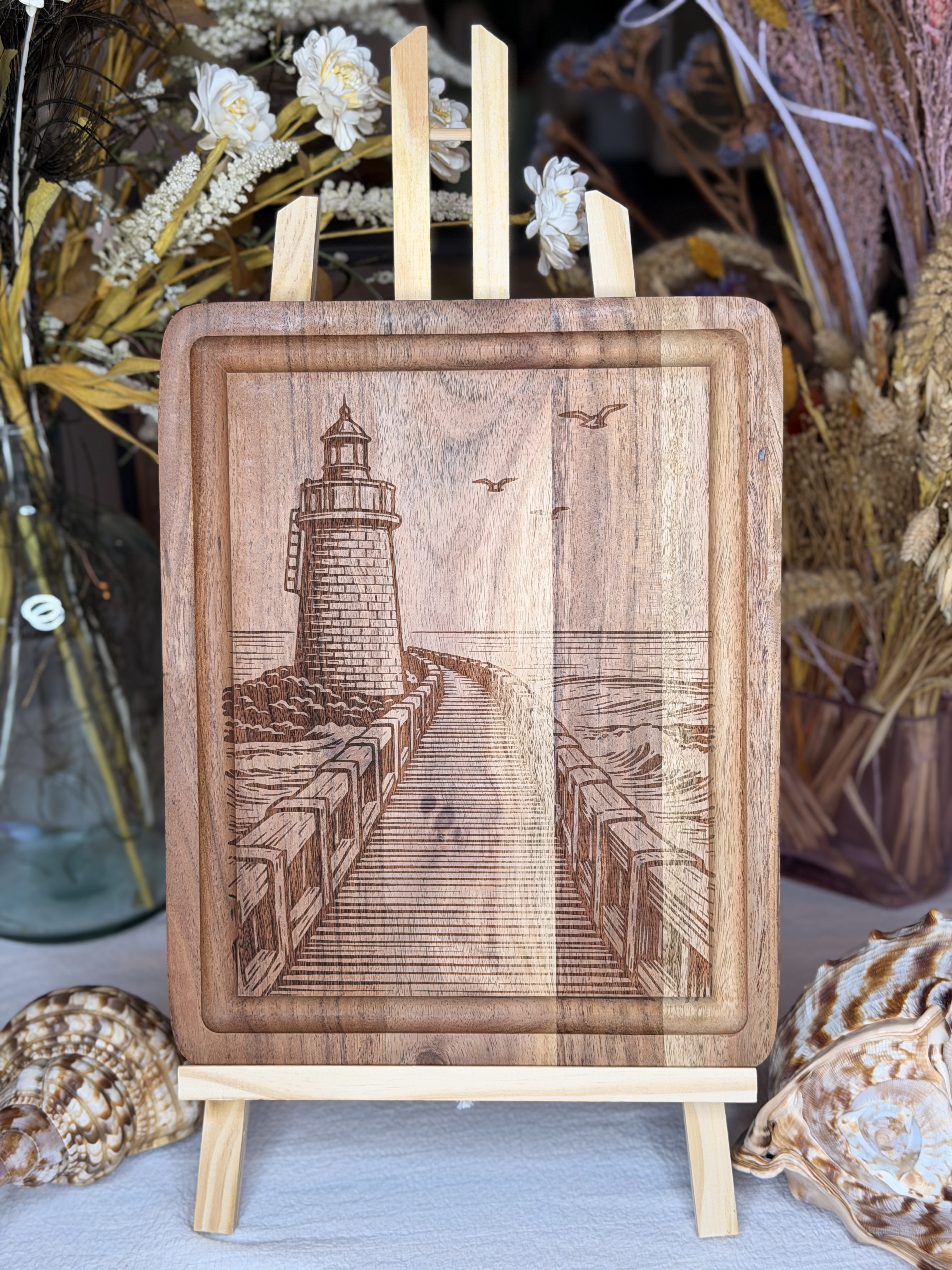 Planche à découper décorative - Phare de Capbreton - 32x25 cm
