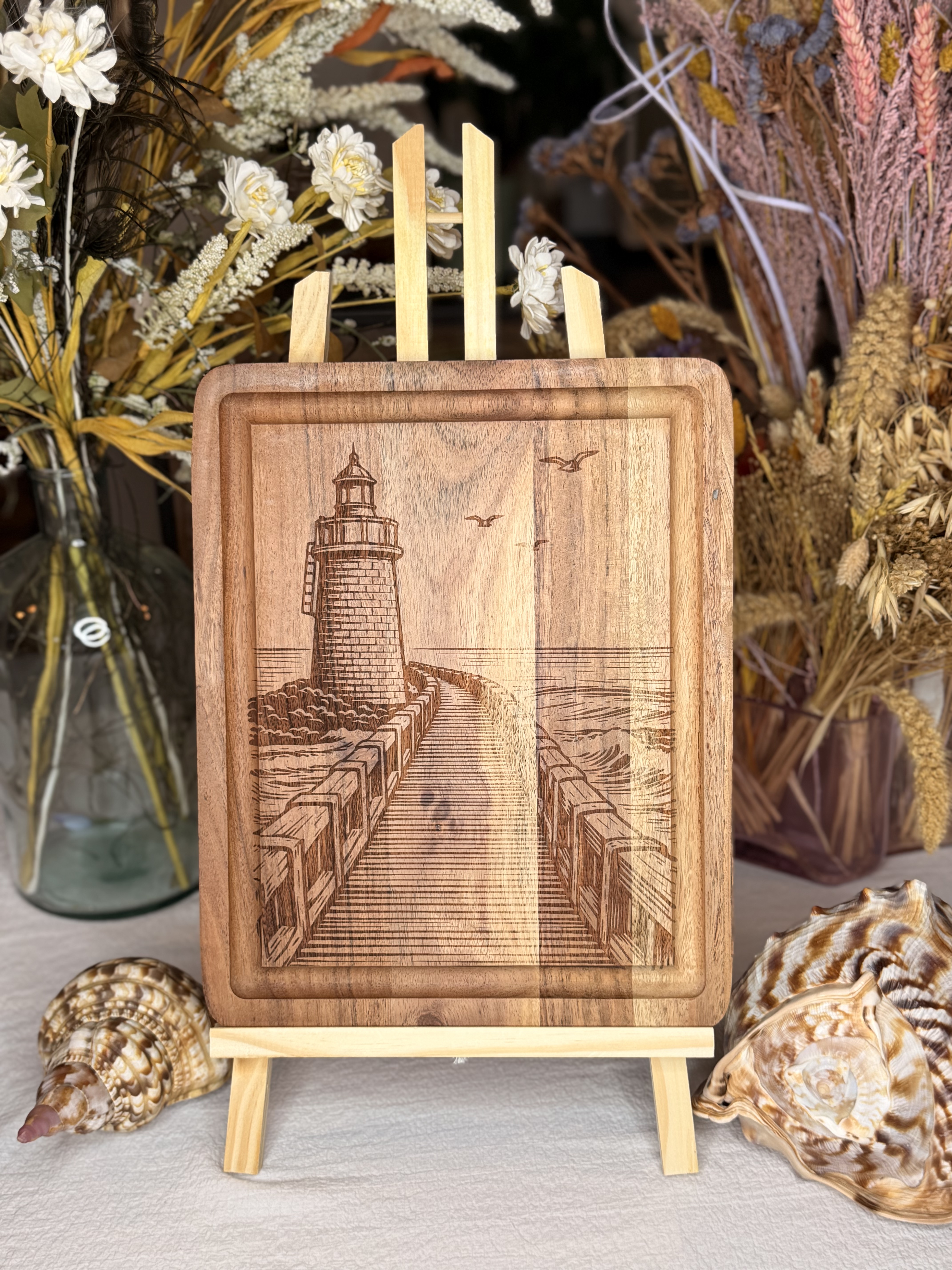 Planche à découper décorative - Phare de Capbreton - 32x25 cm