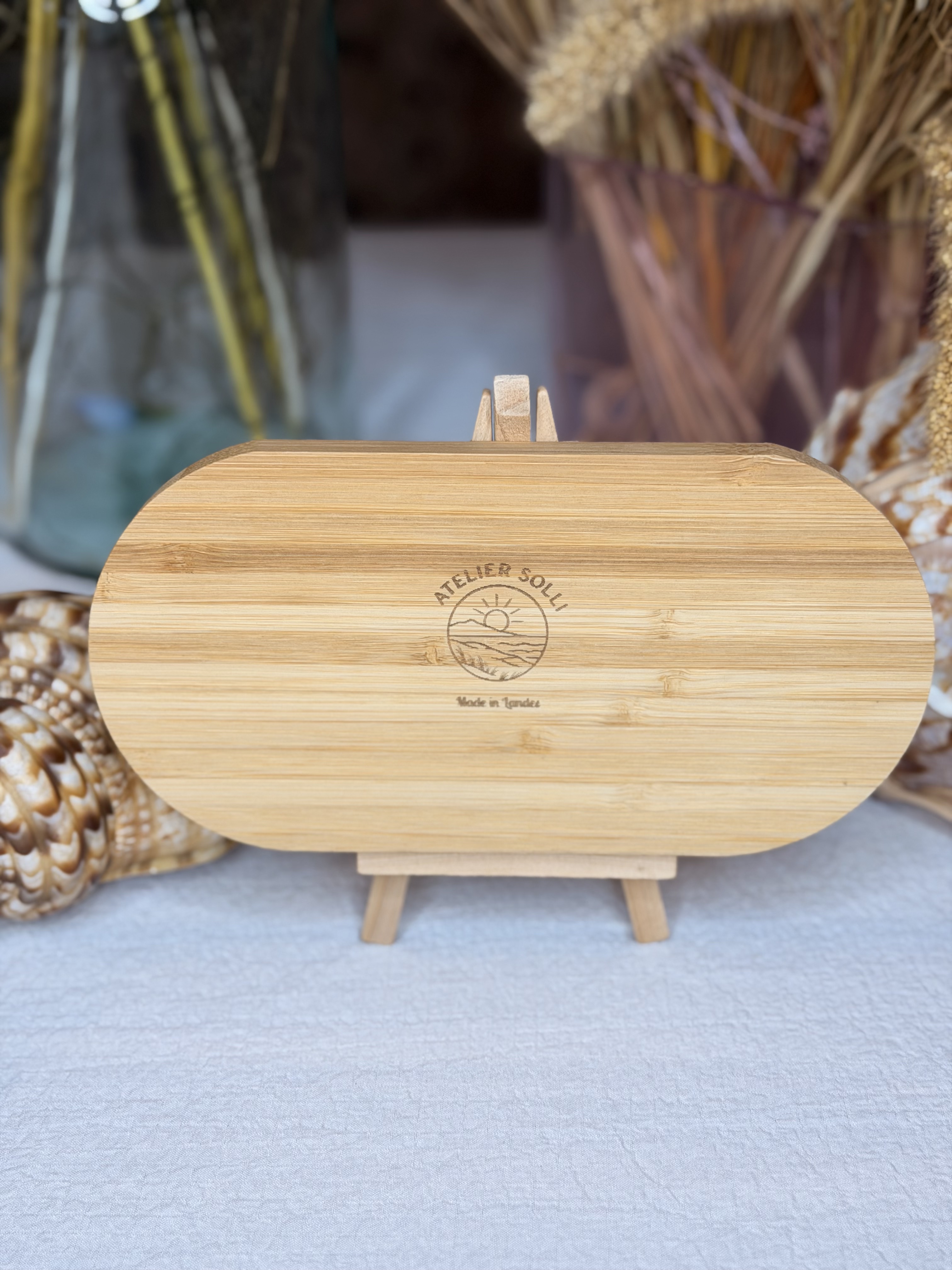 Tableau/Plateau gravé ovale Bambou - Biarritz - 20 cm