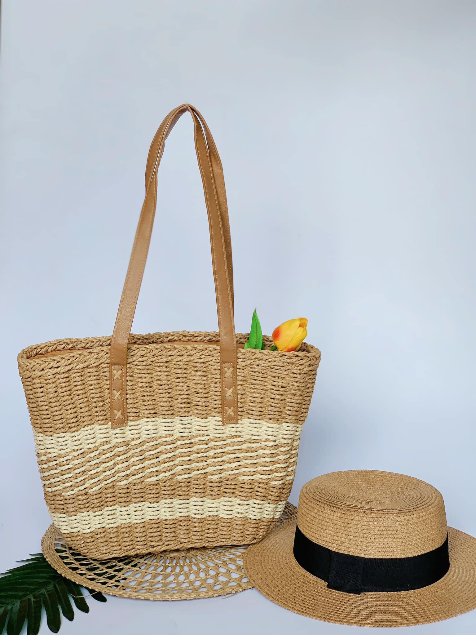 Woven Straw Tote Bag