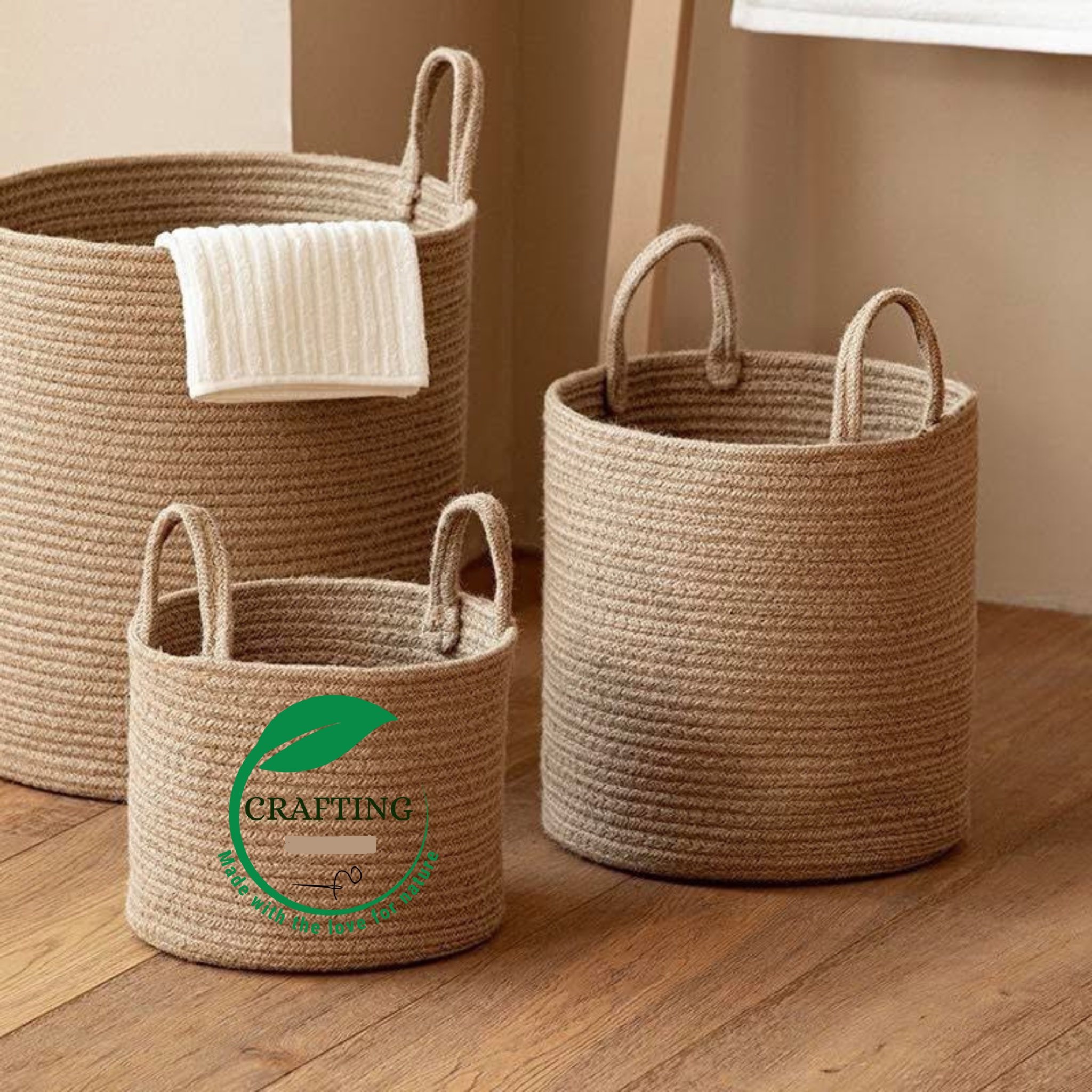 Handwoven Cotton Rope Storage Baskets
