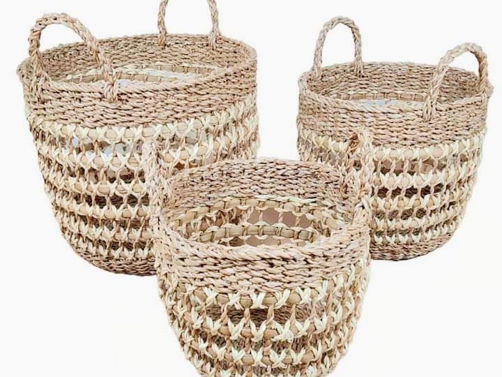 Handwoven Seagrass Storage Baskets
