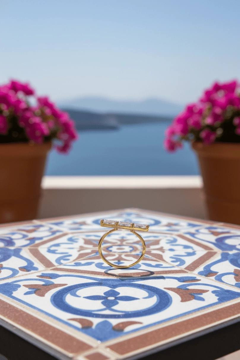 Gold Baguette Bar Ring