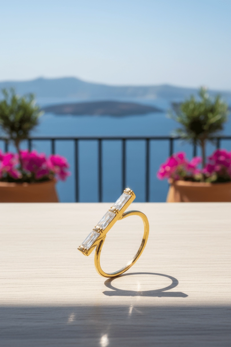 Gold Baguette Bar Ring