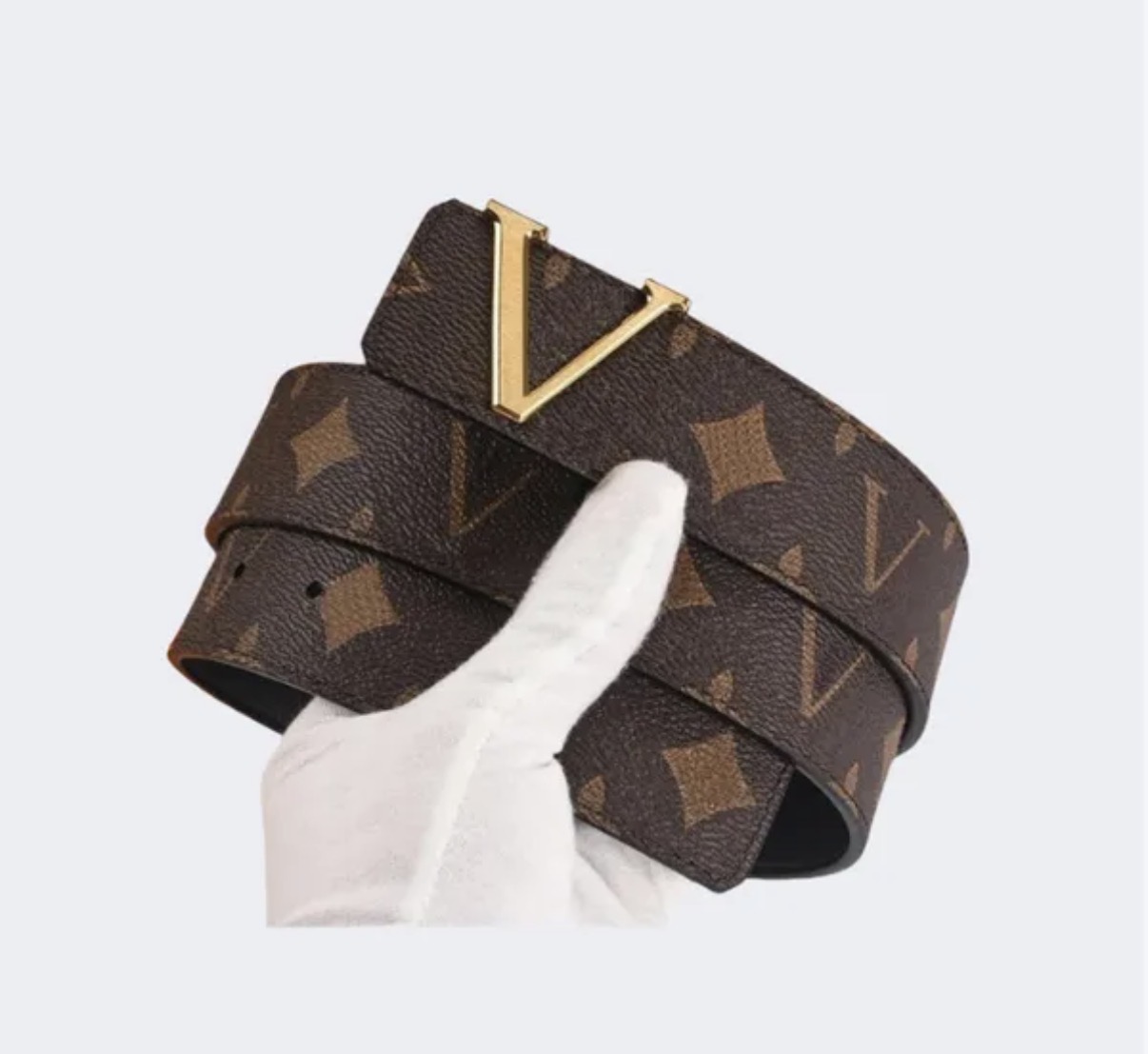 Designer Monogram Leather Belt