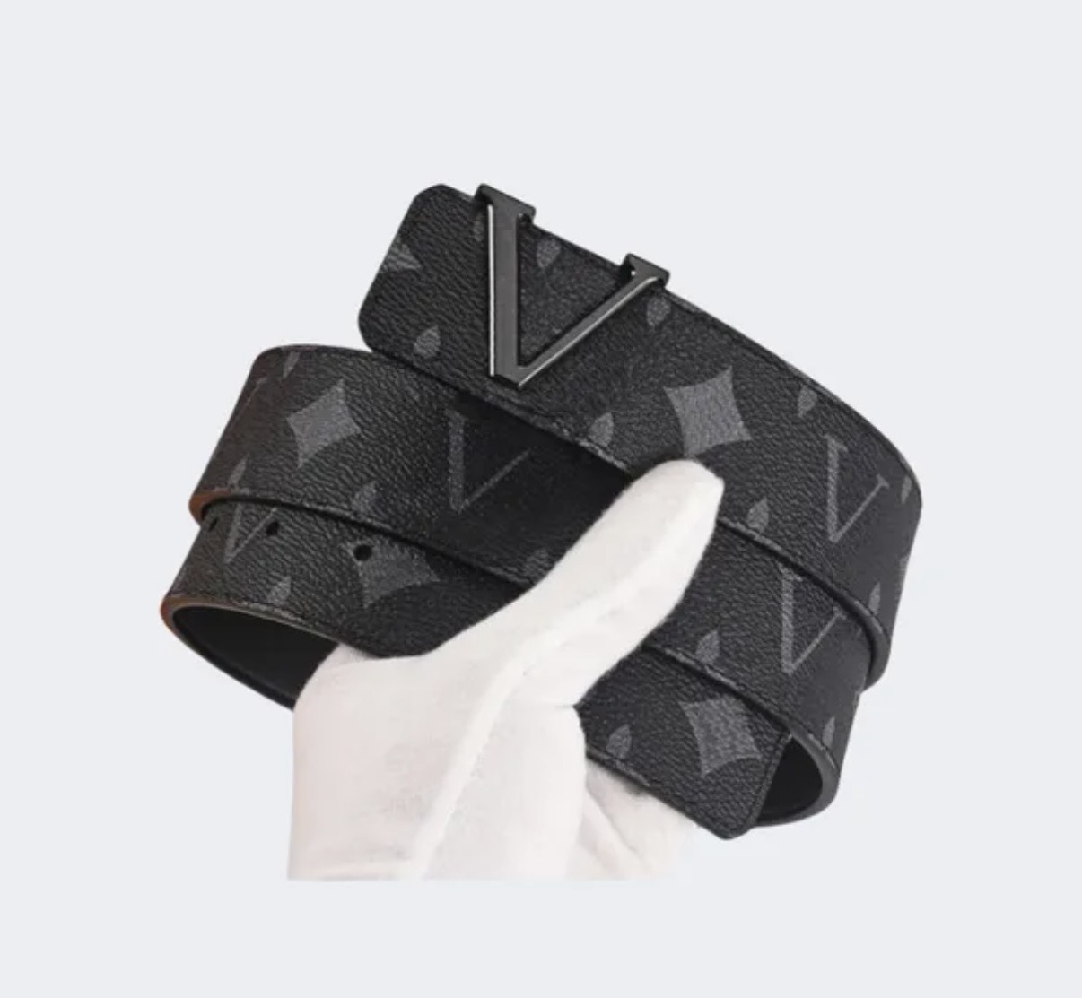 Designer Monogram Leather Belt