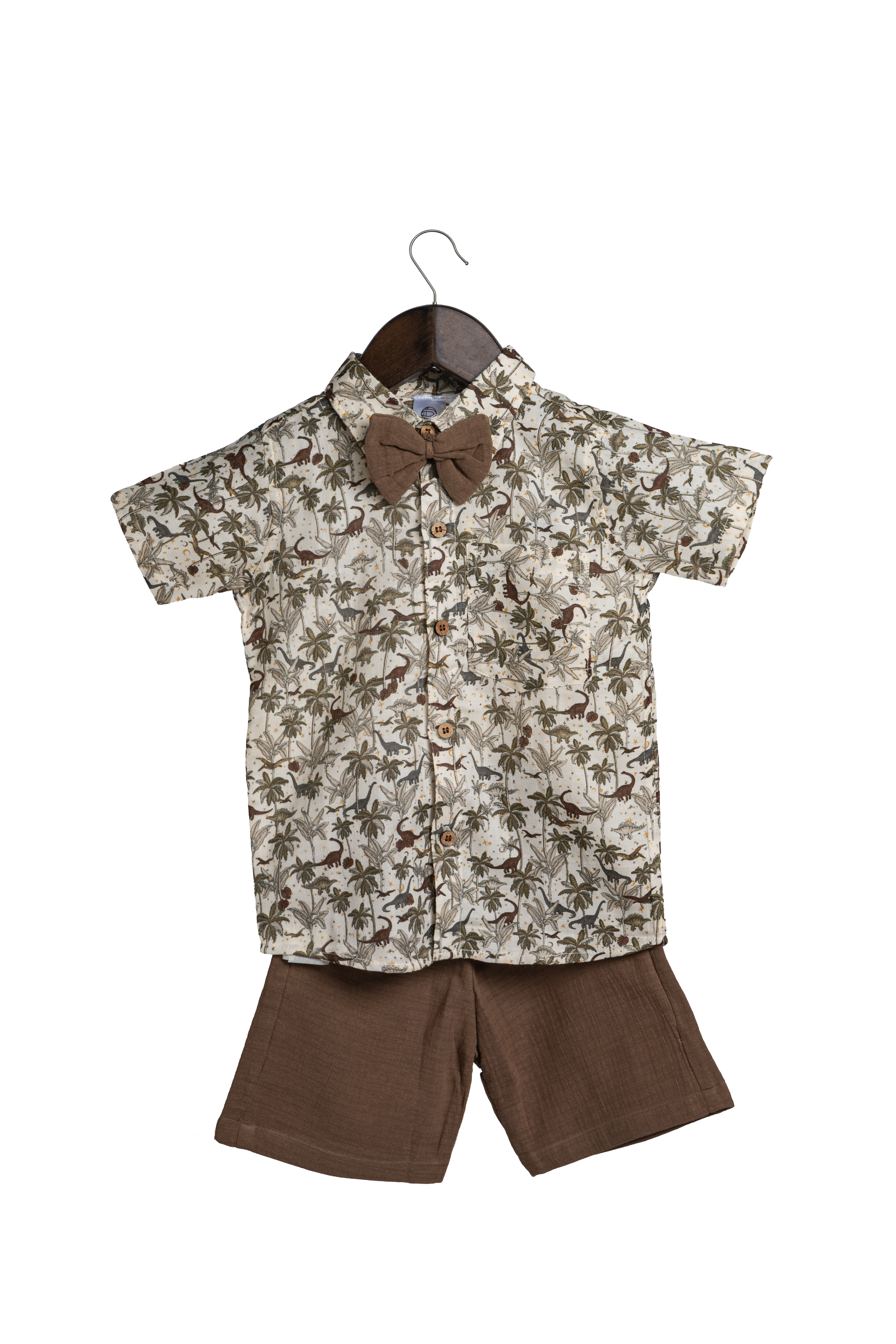 Dinoro Co-ord Set – Cotton Shirt & Shorts with Bow Tie