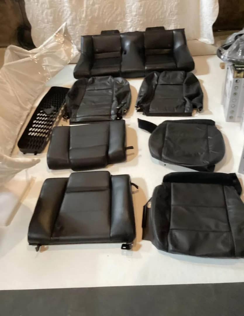 Black leather car seat set