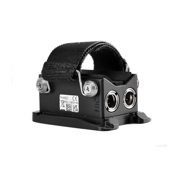 Wisycom PHA60 Plug-on for XLR3 with 48V phantom power. To be used with CAl48. Comes with easy holder for boompoles