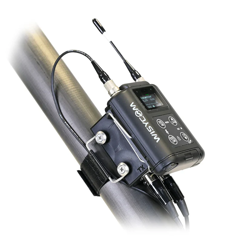 Wisycom PHA60 Plug-on for XLR3 with 48V phantom power. To be used with CAl48. Comes with easy holder for boompoles