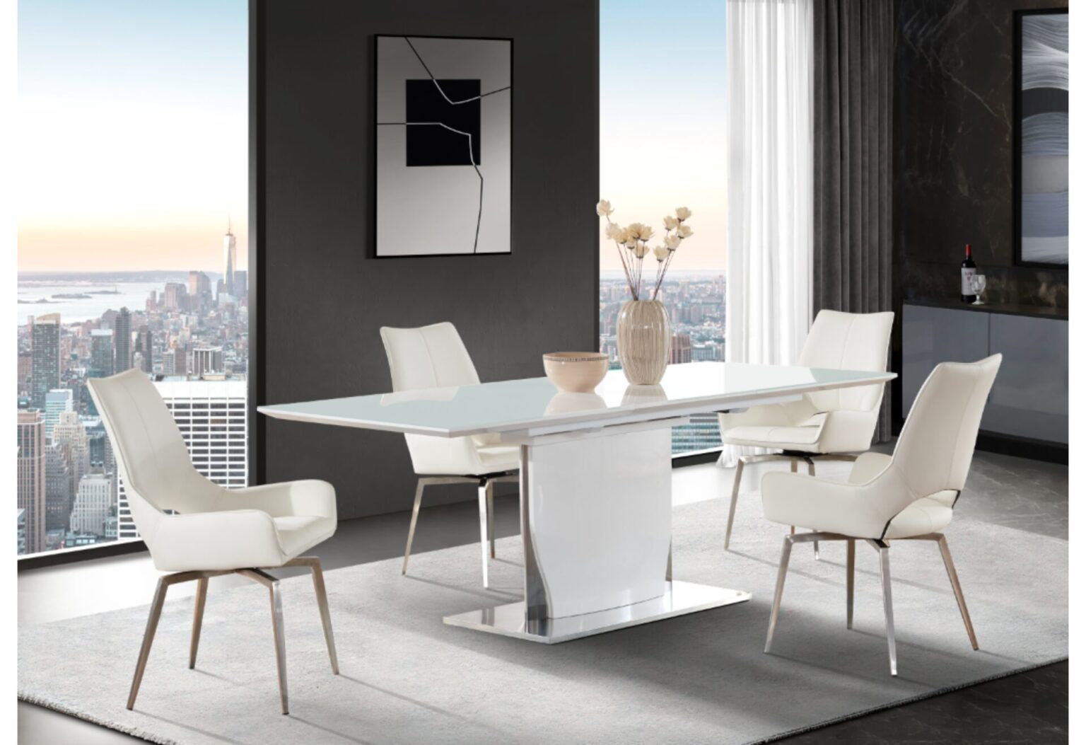 Modern White Dining Table Set