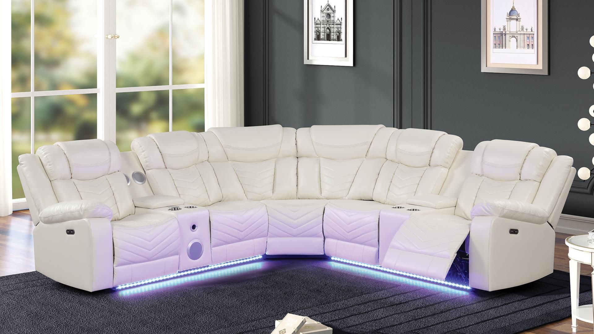 Modern White Reclining Sectional Sofa