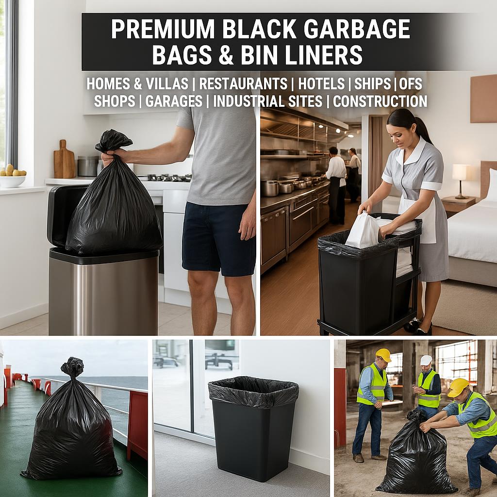 Heavy Duty Black Garbage Bag Size 110cm width x 130cm Height - 70 Gallon - 100 pcs per 20kg pack