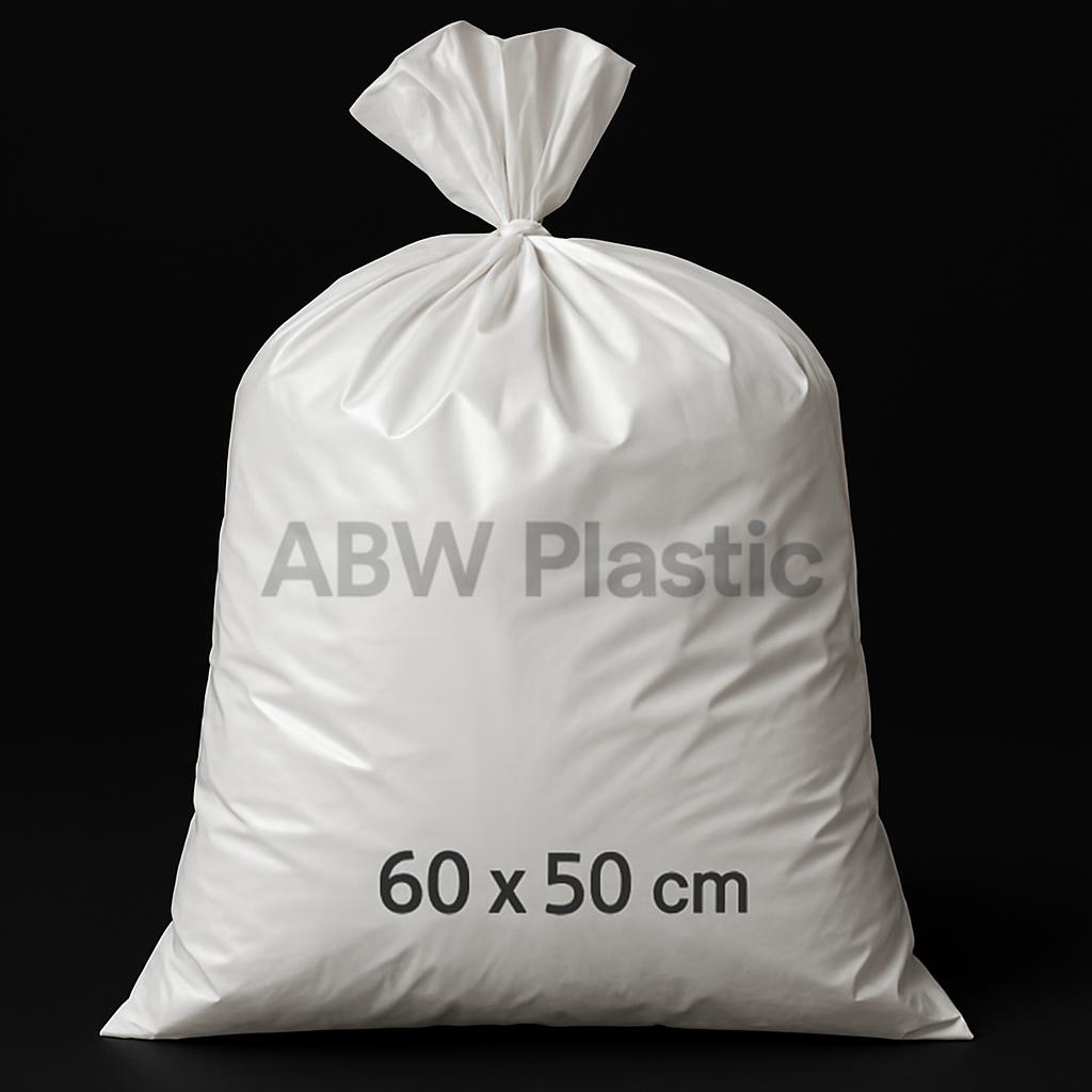 Heavy Duty  White Trash Bag   -  Size 50cm width x 60cm Height - 20 Liter for smaller bins