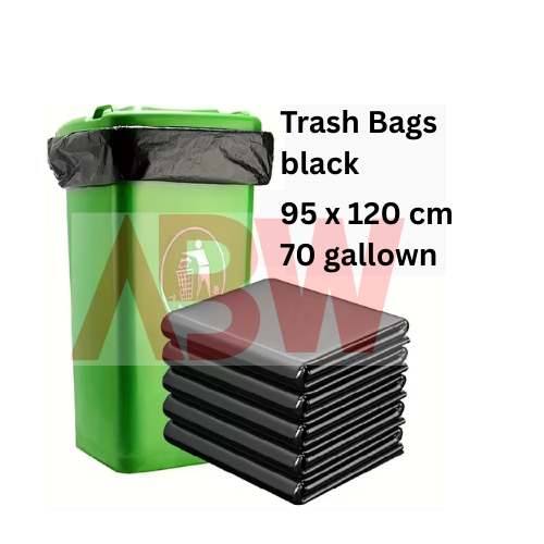 Heavy Duty Black Garbage Bag  Size  95cm width x 120cm Height - 60 Gallon    - 120 pcs per 20kg pack