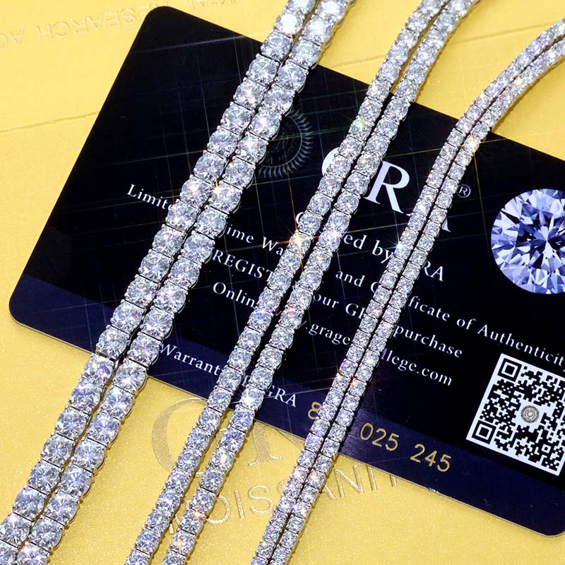 925 Sterling Silver Moissanite Diamond 4mm*22inchTennis Chain Necklace