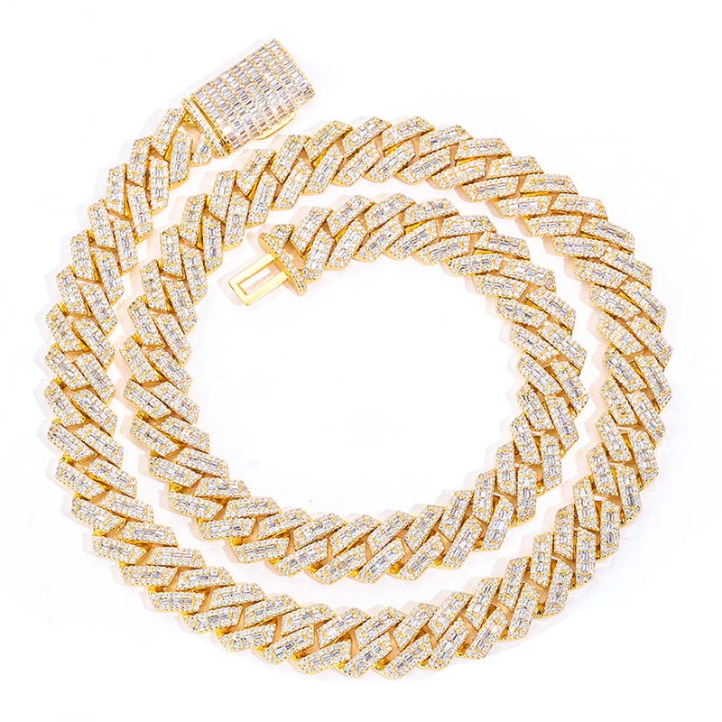 14MM*20inches Pass Test Pen GRA Certificate Moissanite Cuban Link Chain