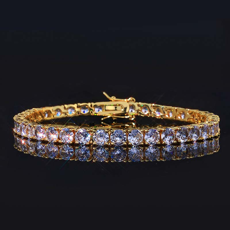 925 Sterling Silver 18k Gold Plated Moissanite Diamond 4mm*8inchTennis Bracelet