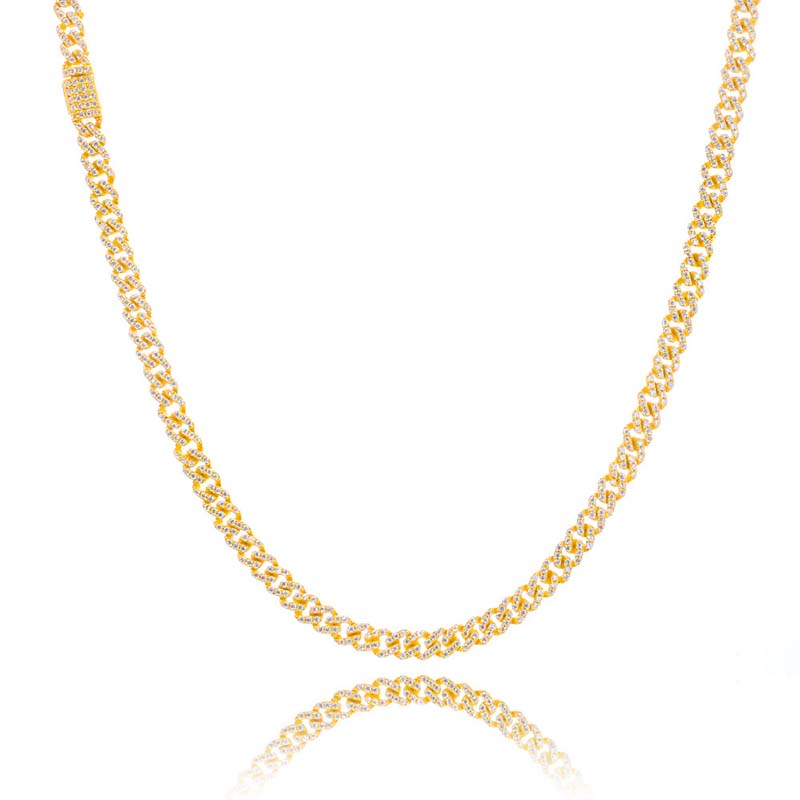  5MM*22inches D Color Pass Test Pen GRA Certificate Moissanite Cuban Link Chain